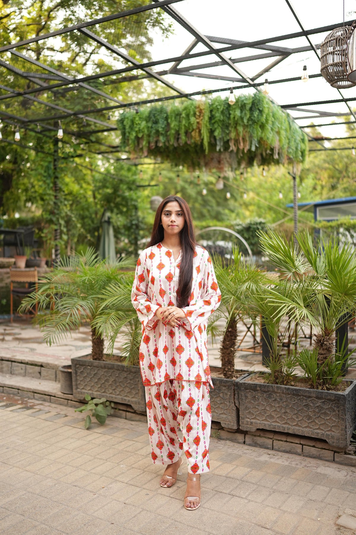 2PC White Lawn Stitched Suit